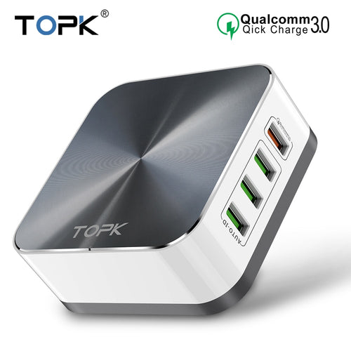 TOPK 8-Port Chargeur rapide 3.0 USB Chargeur EU EU US AU Plug Desktop Fast Phone Adaptateur Chargeur pour iPhone Samsung Xiaomi Huawe