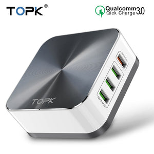 TOPK 8-Port Chargeur rapide 3.0 USB Chargeur EU EU US AU Plug Desktop Fast Phone Adaptateur Chargeur pour iPhone Samsung Xiaomi Huawe