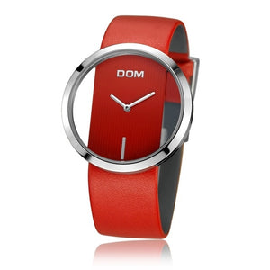 DOM Montre Femme de luxe mode de luxe Fashion Casual 30 m montres femmes à quartz imperméable à l'eau véritable bracelet en cuir sport Dames élégante fille montre-bracelet montre élégante