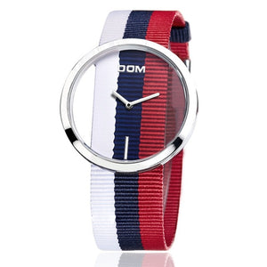 DOM Montre Femme de luxe mode de luxe Fashion Casual 30 m montres femmes à quartz imperméable à l'eau véritable bracelet en cuir sport Dames élégante fille montre-bracelet montre élégante